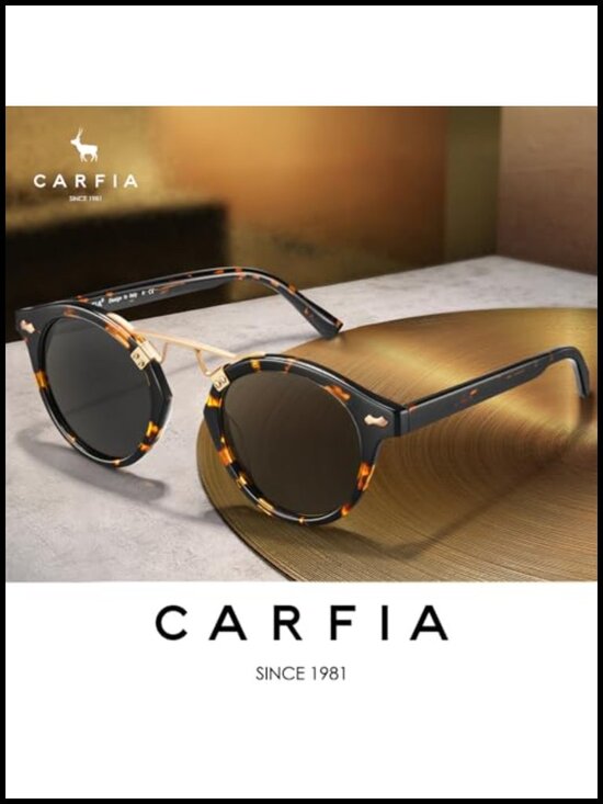 Small Face Acetate Polarized Sunglasses Retro Double Bridge Round